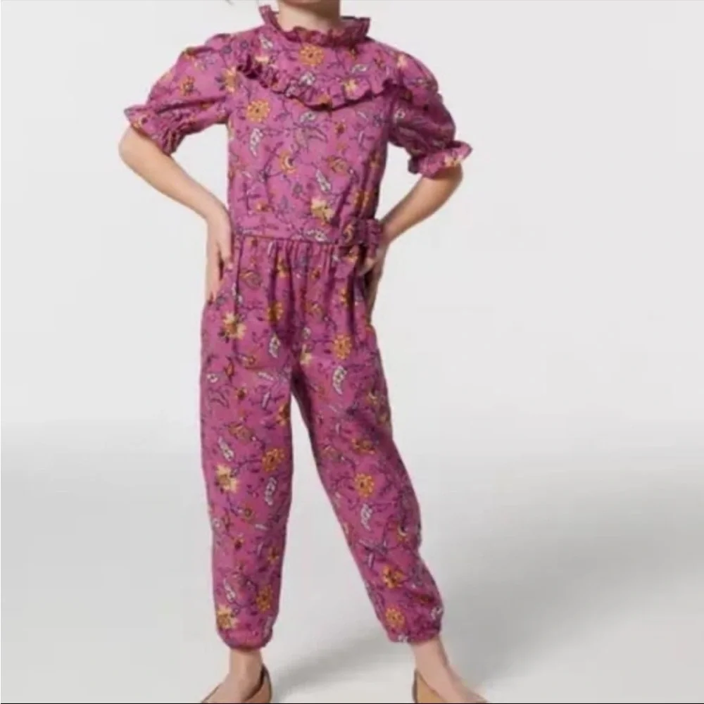 Janie and Jack Ruffled Purple Floral Jumpsuit 12-18 mos‎ 100% cotton